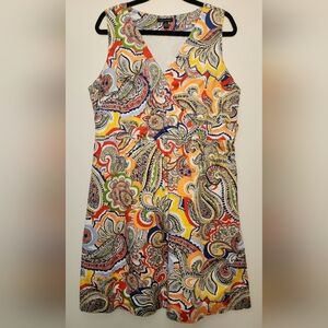 Tommy Hilfiger Paisley Cotton Dress | Women’s 16 | Sleeveless V-Neck Sundress